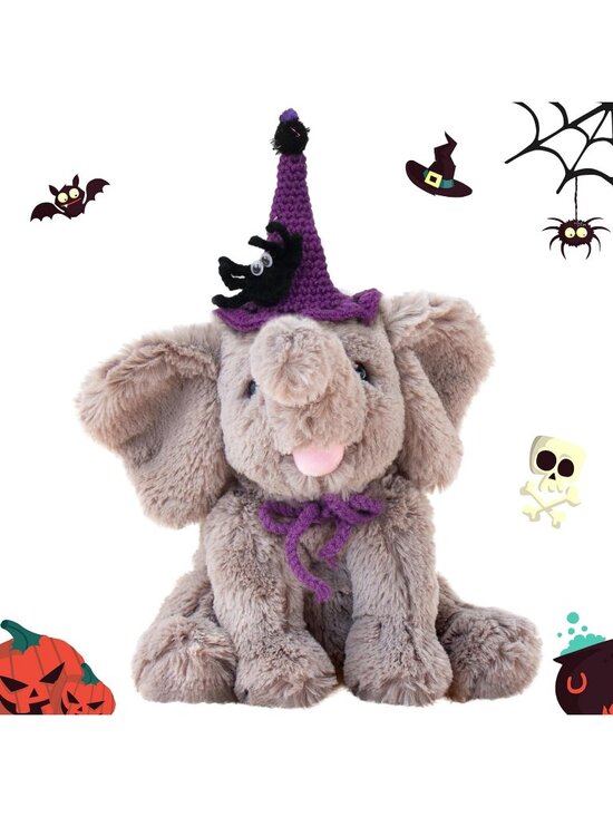 Other - 10" Halloween Gray Elephant Plush Witch Hat Soft Floppy Stuffed Animal